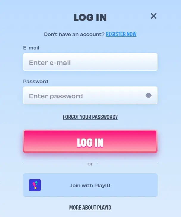 OnlySpins casino login window for South African players with email and password fields and pink Log In button